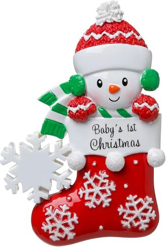 2025 Baby’s First Christmas Ornament – Baby Boy & Girl Keepsake – Personalized My 1st Christmas Ornament for Newborn & Grandbaby Custom Holiday Decoration Gift for Xmas (Baby with Snowflake - Pink) in Saudi Arabia