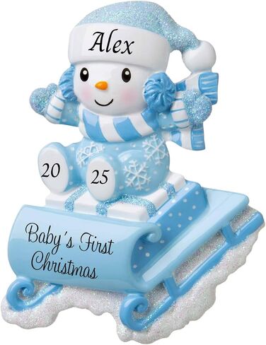 2025 Baby’s First Christmas Ornament – Baby Boy & Girl Keepsake – Personalized My 1st Christmas Ornament for Newborn & Grandbaby Custom Holiday Decoration Gift for Xmas (Baby with Snowflake - Pink) in Saudi Arabia