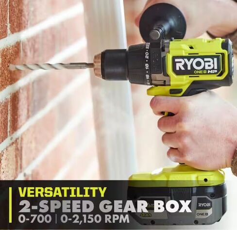 RYOBI ONE+ HP 18V بدون فرش لاسلكي 1/2 بوصة. مثقاب مطرقي (أداة فقط) (متجدد) in Kuwait
