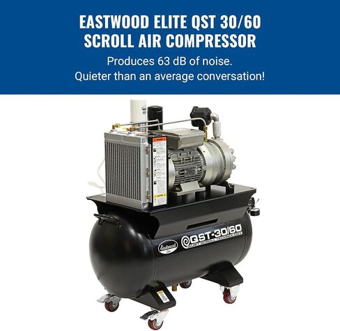 Eastwood Elite QST 30/60 Scroll Air Compressor | Quiet Powerful Portable Shop Air Compressor Technology | High Performance Air Pump 12.7 cfm @ 90 psi | 4 HP 100% duty cycle | Automatic Moisture Drain in Saudi Arabia