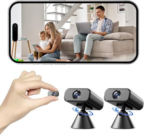 كاميرا WiFi صغيرة بدقة 1080 بكسل، كاميرات مراقبة لاسلكية لكاميرا Nanny Cam، التحكم في التطبيق مع كشف الحركة والرؤية الليلية، كاميرا بطارية قابلة للشحن WiFi داخلية (قطعة واحدة) (أسود صغير * 2) in Kuwait