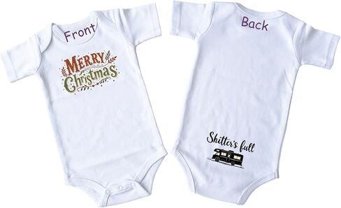 ملابس العطلة الأولى من الأمام والخلف لعيد الميلاد المجيد Shitter's Full Vacation Romper My First Christmas Movie Bodysuit Holiday Apparel in Kuwait
