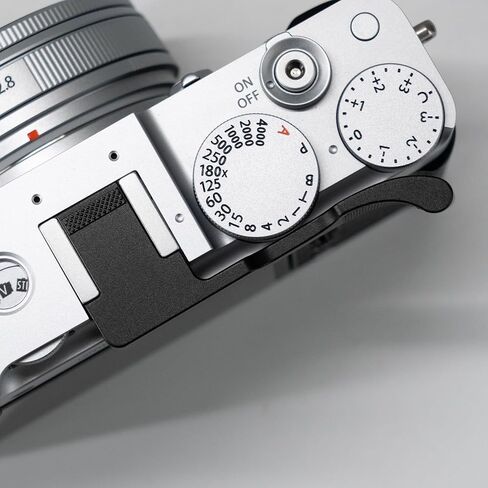 قبضة الإبهام، متوافقة مع كاميرا Fujifilm Fuji X-E5 XE5، قبضة دعم مسند الإبهام للأحذية الساخنة، تقنية النقش الماسي الرجعية الأصلية المصنوعة بالكامل من الألومنيوم | يحسن استقرار التصوير (أسود) in Kuwait
