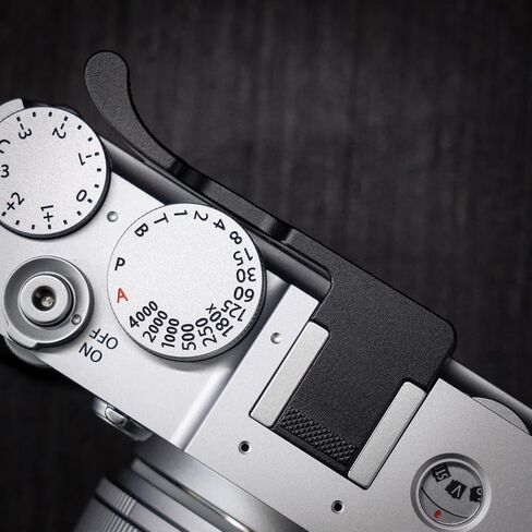 قبضة الإبهام، متوافقة مع كاميرا Fujifilm Fuji X-E5 XE5، قبضة دعم مسند الإبهام للأحذية الساخنة، تقنية النقش الماسي الرجعية الأصلية المصنوعة بالكامل من الألومنيوم | يحسن استقرار التصوير (أسود) in Kuwait