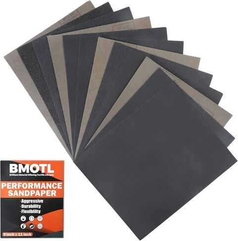 Sandpaper Sheets Assortment Pack: 42Pcs Wet Dry 9x3.6 Inch Sand Paper 120-5000 Assorted Grit Fine Coarse Variety for Wood Furniture Finishing Automotive Metal Polishing in Saudi Arabia