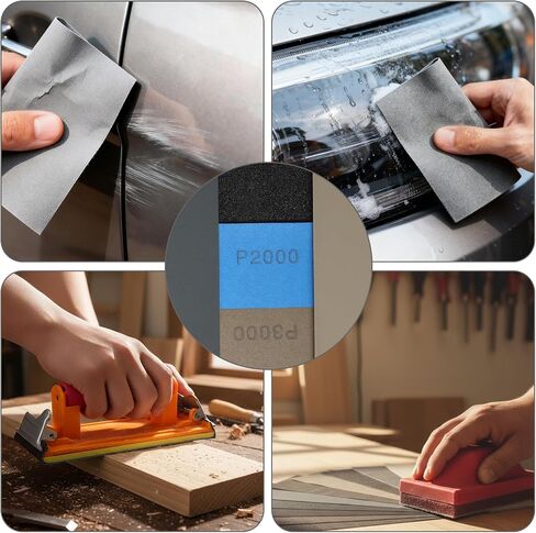 Sandpaper Sheets Assortment Pack: 42Pcs Wet Dry 9x3.6 Inch Sand Paper 120-5000 Assorted Grit Fine Coarse Variety for Wood Furniture Finishing Automotive Metal Polishing in Saudi Arabia