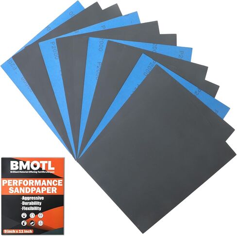 Sandpaper Sheets Assortment Pack: 42Pcs Wet Dry 9x3.6 Inch Sand Paper 120-5000 Assorted Grit Fine Coarse Variety for Wood Furniture Finishing Automotive Metal Polishing in Saudi Arabia