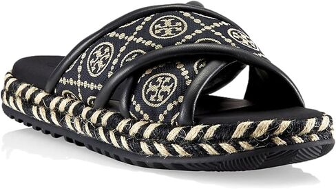 Tory Burch T Monogram Cross Espadrille Slide Sandal, Perfect Navy (8) in Saudi Arabia