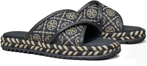 Tory Burch T Monogram Cross Espadrille Slide Sandal, Perfect Navy (8) in Saudi Arabia