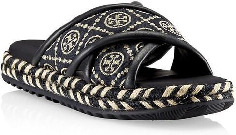Tory Burch T Monogram Cross Espadrille Slide Sandal, Perfect Navy (8) in Saudi Arabia