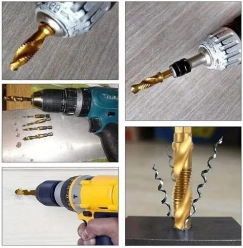 6 قطع/مجموعة رؤوس مثقاب HSS مطلية بالتيتانيوم، رؤوس براغي سداسية M3 M4 M5 M6 M8 M10 لصنبور مركب آلة المسمار (6 قطع ذهبية) in Saudi Arabia