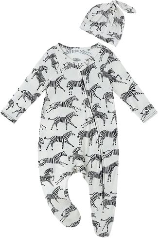 Baby One-Piece Footies Long Sleeve Rompers 2-Way Zipper, Viscose from Bamboo Baby Bodysuit Clothes for Boys Girls in Kuwait