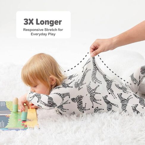 Baby One-Piece Footies Long Sleeve Rompers 2-Way Zipper, Viscose from Bamboo Baby Bodysuit Clothes for Boys Girls in Kuwait