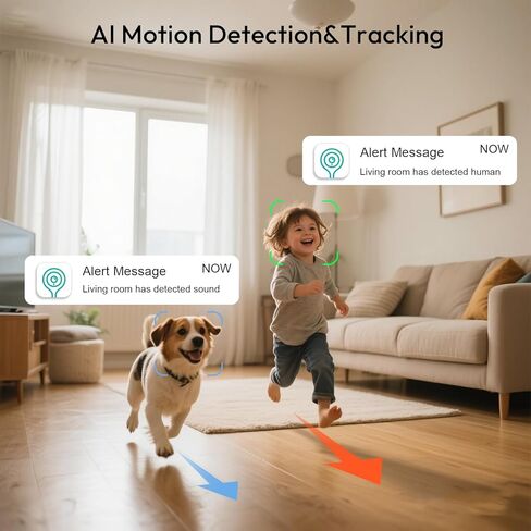 Rraycom Indoor Camera 5G&2.4G,2K Pan/Tilt Security Camera for Baby Monitor w/Cry Detection, Dog Camera w/Motion Detection, Human/Pet Auto Tracking,2-Way Audio, Night Vision,Siren,Works w/Alexa in Kuwait