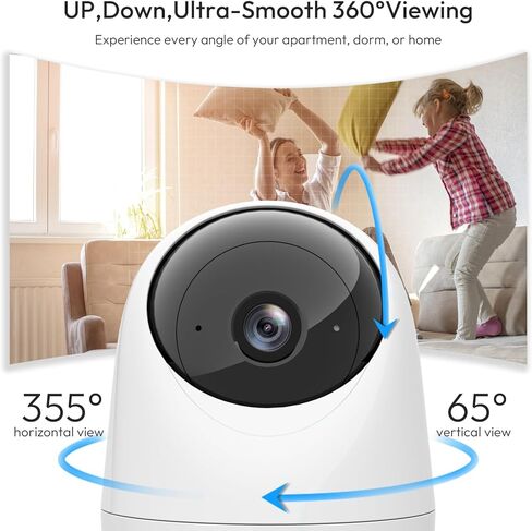 Rraycom Indoor Camera 5G&2.4G,2K Pan/Tilt Security Camera for Baby Monitor w/Cry Detection, Dog Camera w/Motion Detection, Human/Pet Auto Tracking,2-Way Audio, Night Vision,Siren,Works w/Alexa in Kuwait