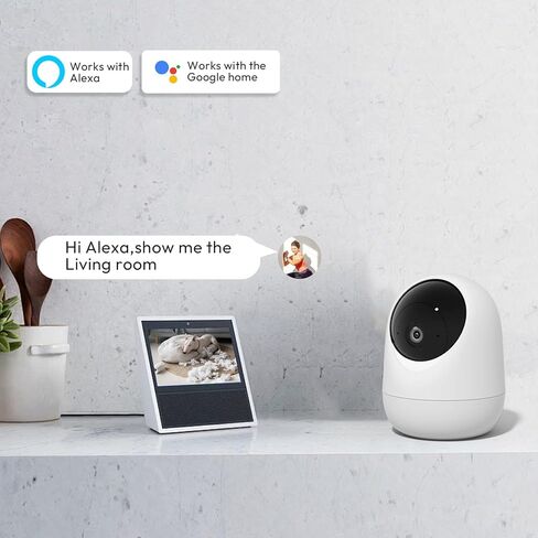 Rraycom Indoor Camera 5G&2.4G,2K Pan/Tilt Security Camera for Baby Monitor w/Cry Detection, Dog Camera w/Motion Detection, Human/Pet Auto Tracking,2-Way Audio, Night Vision,Siren,Works w/Alexa in Kuwait