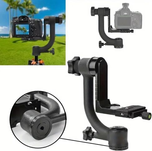 Aluminum Alloy Gimbal Tripod Head with 1/4" Quick Release Plate - 360° Rotating Ball Head, Smooth Pan & Tilt for DSLR, Live Streaming, Bird Watching, Outdoor Shooting Stabilizer, Camera Stabilizer in Saudi Arabia