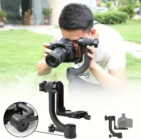 Aluminum Alloy Gimbal Tripod Head with 1/4" Quick Release Plate - 360° Rotating Ball Head, Smooth Pan & Tilt for DSLR, Live Streaming, Bird Watching, Outdoor Shooting Stabilizer, Camera Stabilizer in Saudi Arabia