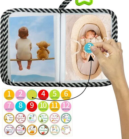 ABCKEY My Family And Friends Baby Photo Album With Sunflower Baby-safe mirror Holds 18 Photos Colourful in Saudi Arabia