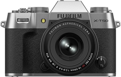 كاميرا فوجي فيلم X-T50 الرقمية بدون مرآة XF16-50mmF2.8-4.8 R LM WR طقم عدسات - فضي in Kuwait