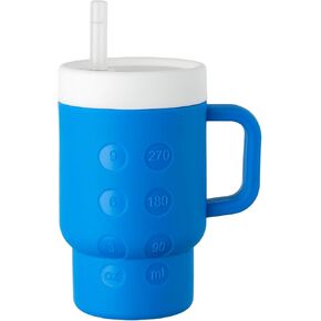 كوب صغير من السيليكون للأطفال سعة 14 أونصة بمقبض وقش مناسب للأطفال الصغار وسهل التنظيف ويشجع على الترطيب in Kuwait