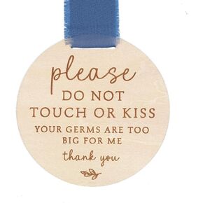 Please Do Not Touch or Kiss Baby Sign, Please Do Not Touch Baby Wooden Sign (Blue) in Kuwait