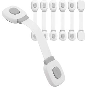 Cabinet Locks Baby Proofing（6 Pack）, Child Proof Cabinet Locks for Drawers, Fridge, Dishwasher, Toilet Seat, Cupboard, Oven with Strong Adhesive, Easy Installation, No Drilling, Grey in Saudi Arabia