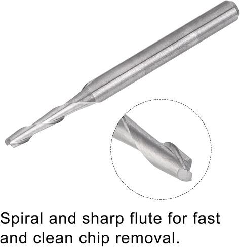 لقم توجيه حلزونية CNC 1/8 بوصة 3.175 مم ساق، 2 مم × 12 مم مطحنة نهاية كربيد صلبة 2 قاطعة طحن فلوت، للخشب الصلب من مادة PVC البلاستيكية MDF، قطعتان in Saudi Arabia
