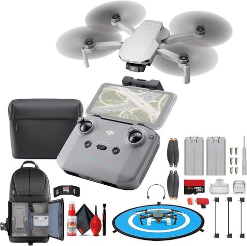 طائرة بدون طيار DJI Mini 4K خفيفة الوزن UHD، أقل من 249 جرام | كاميرا بدقة 12 ميجابكسل، نظام انحراف ثلاثي المحاور، نقل فيديو لمسافة 10 كم، زمن طيران 31 دقيقة | للمبتدئين وللتصوير أثناء السفر + بطاقة سعة 64 جيجابايت + حقيبة ظهر + وسادة هبوط + المزيد in Kuwait