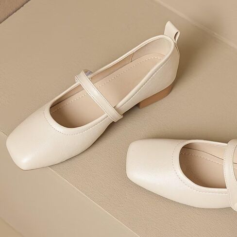 Stunner Women Chunky Low Block Heel Shoes Closed Toe Work Mary Janes Pumps | PU Leather Formal School Uniform Performance One Step Buckle Velcro Thick Bottom Anti-Slip Dress Pump Shoes in Saudi Arabia