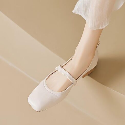 Stunner Women Chunky Low Block Heel Shoes Closed Toe Work Mary Janes Pumps | PU Leather Formal School Uniform Performance One Step Buckle Velcro Thick Bottom Anti-Slip Dress Pump Shoes in Saudi Arabia