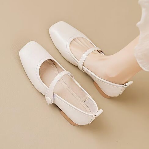 Stunner Women Chunky Low Block Heel Shoes Closed Toe Work Mary Janes Pumps | PU Leather Formal School Uniform Performance One Step Buckle Velcro Thick Bottom Anti-Slip Dress Pump Shoes in Saudi Arabia