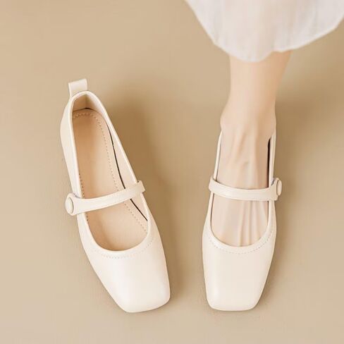 Stunner Women Chunky Low Block Heel Shoes Closed Toe Work Mary Janes Pumps | PU Leather Formal School Uniform Performance One Step Buckle Velcro Thick Bottom Anti-Slip Dress Pump Shoes in Saudi Arabia