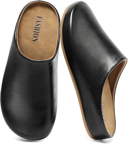 Clogs for Women Leather Women's Mules & Clogs with Soft Footbed Arch Support Slip On Shoes Potato Shoes Outdoor Indoor Slippers in Saudi Arabia