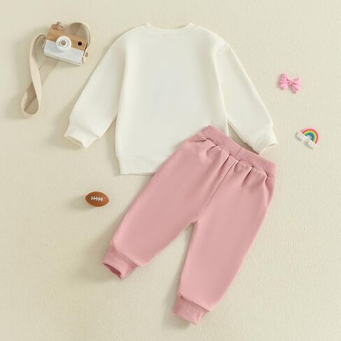 Baby Girl Fall Clothes Set Game Day Football Embroidery Sweatshirt Pants Toddler Infant Outfits 6 12 18 24 Months 2T 3T in Saudi Arabia