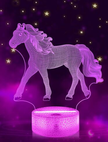 FULLOSUN Horse Gifts for Girl, Horse 3D Night Lights for Kids Illusion Lamp 16 Colors Changing with Remote Birthday Gifts for Child Baby Boy and Girl in Saudi Arabia