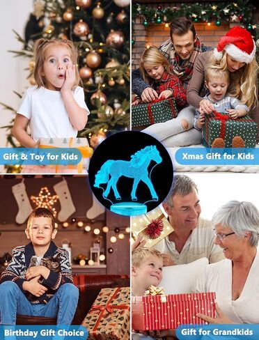 FULLOSUN Horse Gifts for Girl, Horse 3D Night Lights for Kids Illusion Lamp 16 Colors Changing with Remote Birthday Gifts for Child Baby Boy and Girl in Saudi Arabia