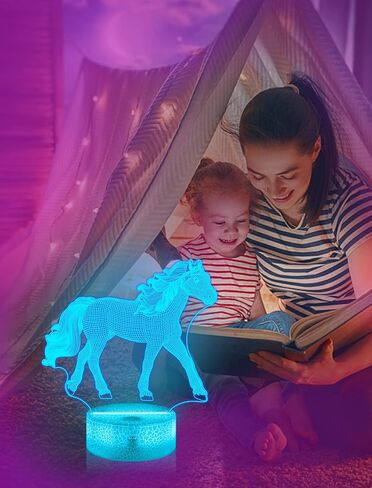 FULLOSUN Horse Gifts for Girl, Horse 3D Night Lights for Kids Illusion Lamp 16 Colors Changing with Remote Birthday Gifts for Child Baby Boy and Girl in Saudi Arabia