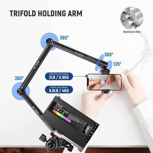 NEEWER Overhead Camera Desk Mount with Swivel Boom Arm, 1/4" Ball Head, Phone Holder & C Clamp, 22"/55.5cm Adjustable Webcam Mic Stand for LED Light Microphone Streaming Zoom Video Recording, DS024 in Kuwait