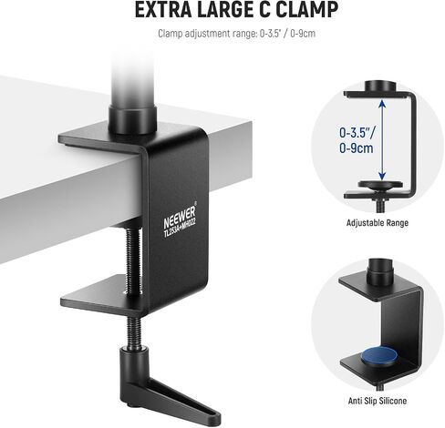 NEEWER Overhead Camera Desk Mount with Swivel Boom Arm, 1/4" Ball Head, Phone Holder & C Clamp, 22"/55.5cm Adjustable Webcam Mic Stand for LED Light Microphone Streaming Zoom Video Recording, DS024 in Kuwait