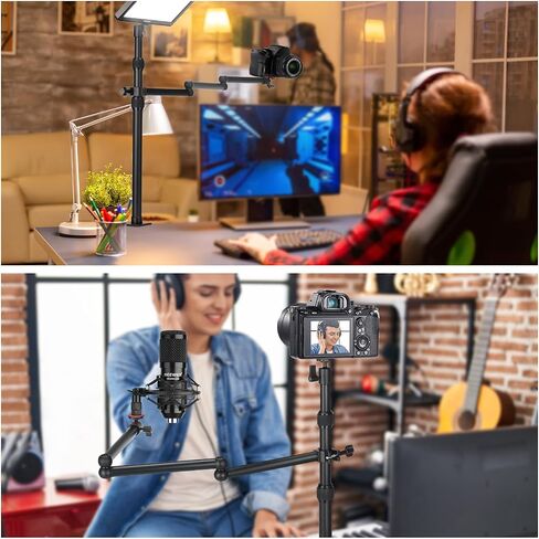 NEEWER Overhead Camera Desk Mount with Swivel Boom Arm, 1/4" Ball Head, Phone Holder & C Clamp, 22"/55.5cm Adjustable Webcam Mic Stand for LED Light Microphone Streaming Zoom Video Recording, DS024 in Kuwait
