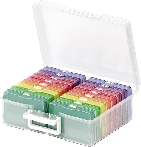 4" x 6" Photo Organizer Storage Container with 16 Inner Case, Photo Storage Box with Handle for Crafts, Arts, Scrapbooking Stationery, Seed, Sewing Supplies, Arts Supply(Rainbow-Colored) in Saudi Arabia