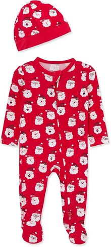 Little Me Clothes for Baby Gender Neutral Viscose from Bamboo Zipper Closure Holiday Footie Pajamas, Newborn to 9 Months in Saudi Arabia