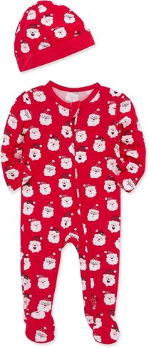 Little Me Clothes for Baby Gender Neutral Viscose from Bamboo Zipper Closure Holiday Footie Pajamas, Newborn to 9 Months in Saudi Arabia