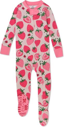 HonestBaby Non-Slip Footed Pajamas One-Piece Sleeper Zip-Front Pjs 100% Organic Cotton for Baby Girls in Saudi Arabia