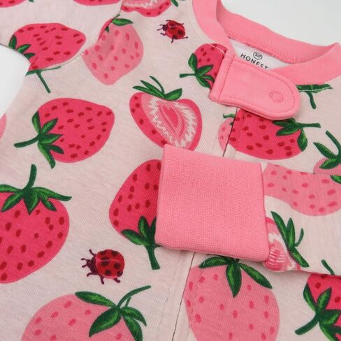 HonestBaby Non-Slip Footed Pajamas One-Piece Sleeper Zip-Front Pjs 100% Organic Cotton for Baby Girls in Saudi Arabia