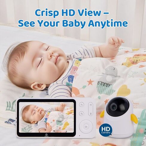 Baby Monitor with 1 or 2 HD Cameras – No WiFi Needed, AI Sleep Detection, Night Vision, Two-Way Talk, Temperature Alerts – Split Screen Option (2 Camera) in Saudi Arabia