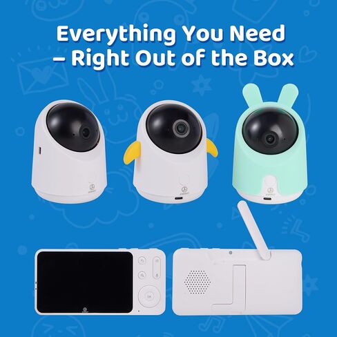Baby Monitor with 1 or 2 HD Cameras – No WiFi Needed, AI Sleep Detection, Night Vision, Two-Way Talk, Temperature Alerts – Split Screen Option (2 Camera) in Saudi Arabia