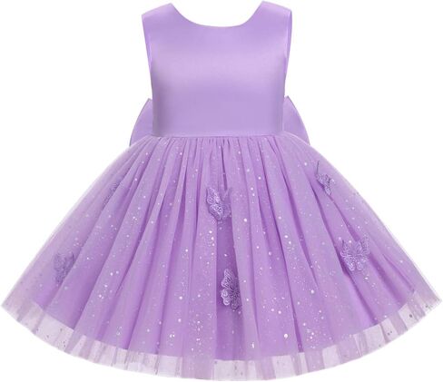 IDOPIP Toddler Baby Girls Shiny Butterfly Tutu Dress Birthday Party Pageant Flower Girl Wedding V-Backless Bowknot Dresses in Saudi Arabia