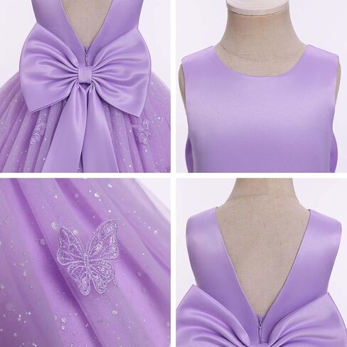 IDOPIP Toddler Baby Girls Shiny Butterfly Tutu Dress Birthday Party Pageant Flower Girl Wedding V-Backless Bowknot Dresses in Saudi Arabia